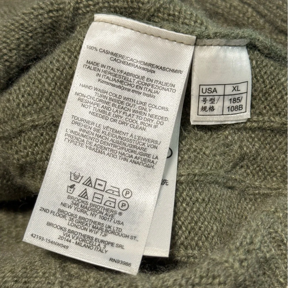 Brooks Brothers Men’s 2-Ply Cashmere Cable Knit Sweater Size XL - Picture 7 of 8